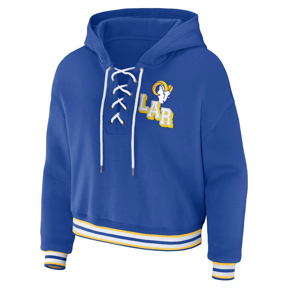 NFL Los Angeles Rams WEAR by Erin Andrews Women's Lace-Up Pullover Hoodie