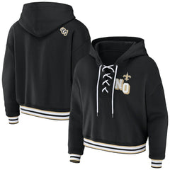 NFL New Orleans Saints WEAR by Erin Andrews Women's Lace-Up Pullover Hoodie