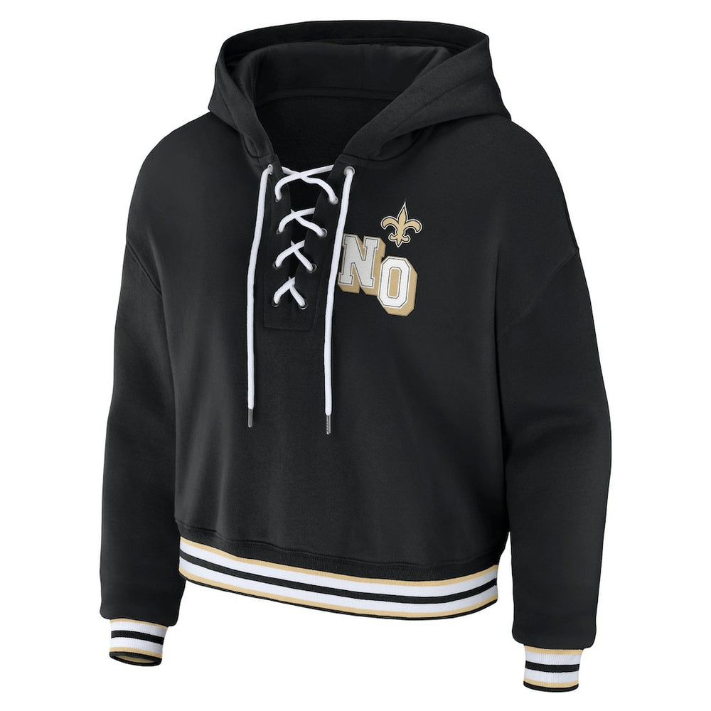 NFL New Orleans Saints WEAR by Erin Andrews Women's Lace-Up Pullover Hoodie