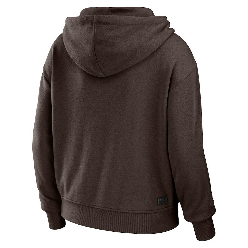 NFL Cleveland Browns WEAR by Erin Andrews Women's Color Block Light Weight Modest Crop Full-Zip Hoodie