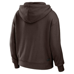 NFL Cleveland Browns WEAR by Erin Andrews Women's Color Block Light Weight Modest Crop Full-Zip Hoodie