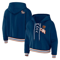 NFL Chicago Bears WEAR by Erin Andrews Women's Plus Size Lace-Up Pullover Hoodie