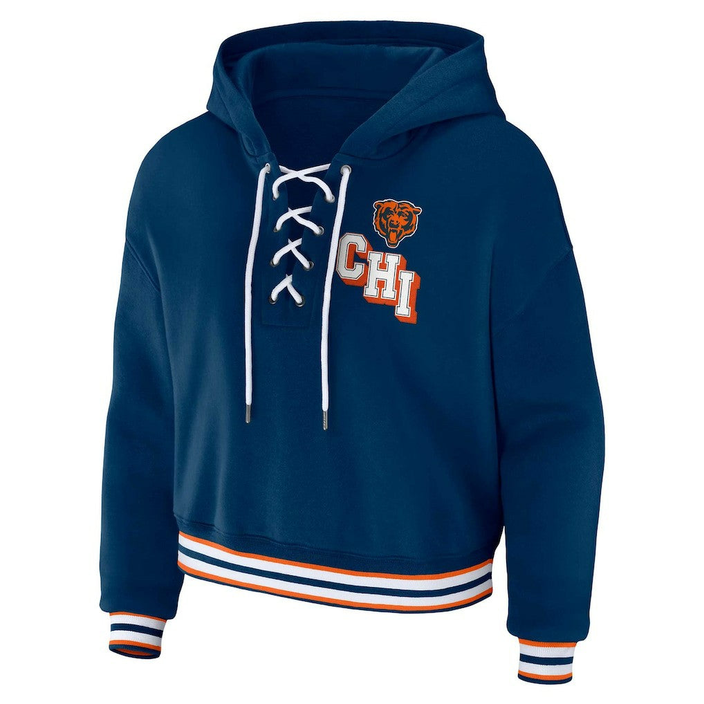 NFL Chicago Bears WEAR by Erin Andrews Women's Plus Size Lace-Up Pullover Hoodie