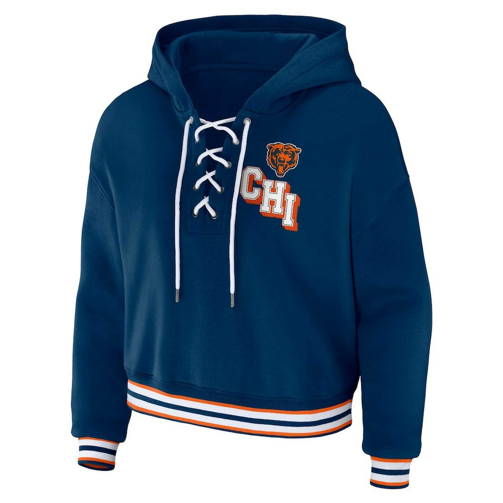 NFL Chicago Bears WEAR by Erin Andrews Women's Plus Size Lace-Up Pullover Hoodie
