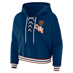 NFL Chicago Bears WEAR by Erin Andrews Women's Plus Size Lace-Up Pullover Hoodie