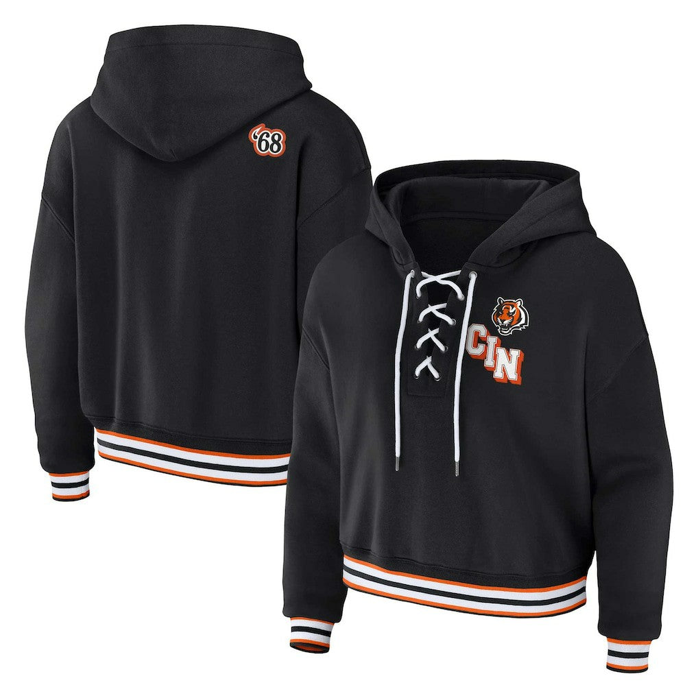 NFL Cincinnati Bengals WEAR by Erin Andrews Women's Plus Size Lace-Up Pullover Hoodie