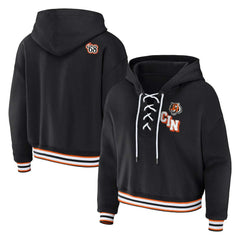 NFL Cincinnati Bengals WEAR by Erin Andrews Women's Plus Size Lace-Up Pullover Hoodie