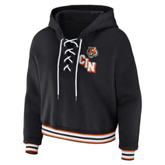 NFL Cincinnati Bengals WEAR by Erin Andrews Women's Plus Size Lace-Up Pullover Hoodie
