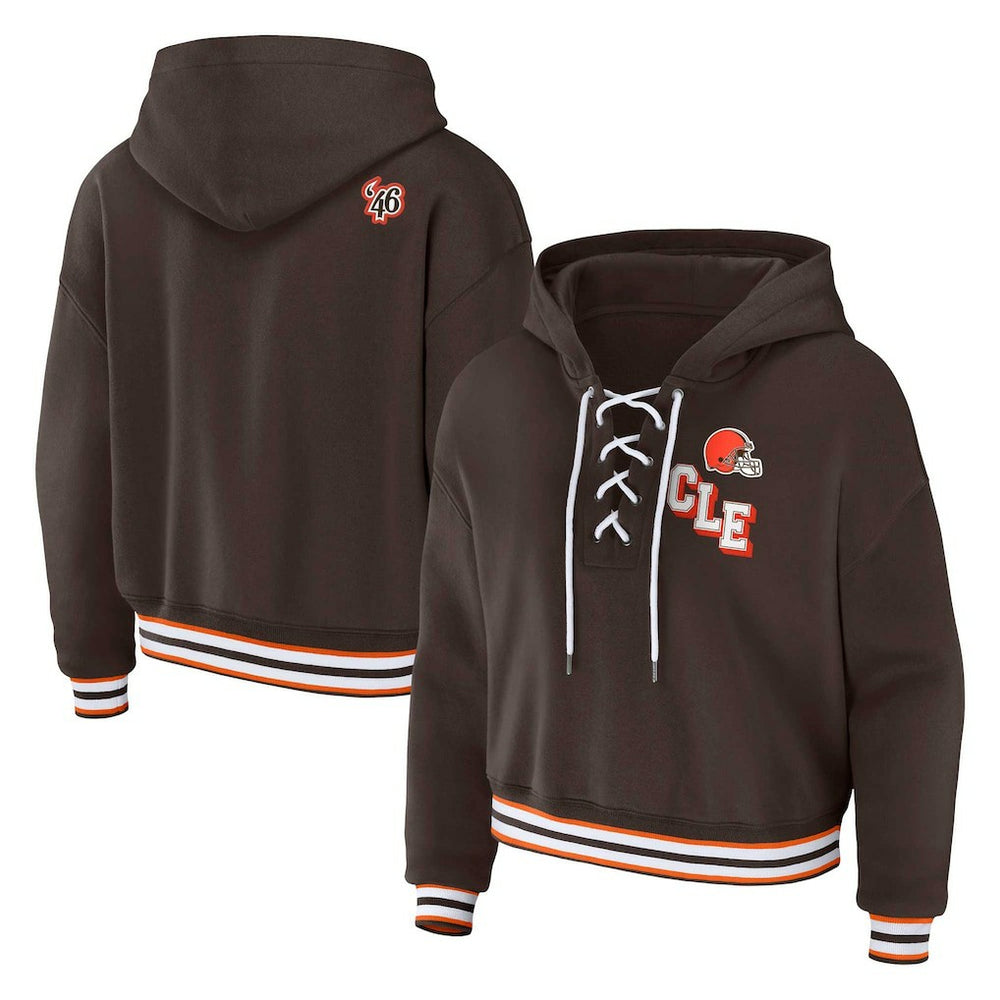 NFL Cleveland Browns WEAR by Erin Andrews Women's Plus Size Lace-Up Pullover Hoodie