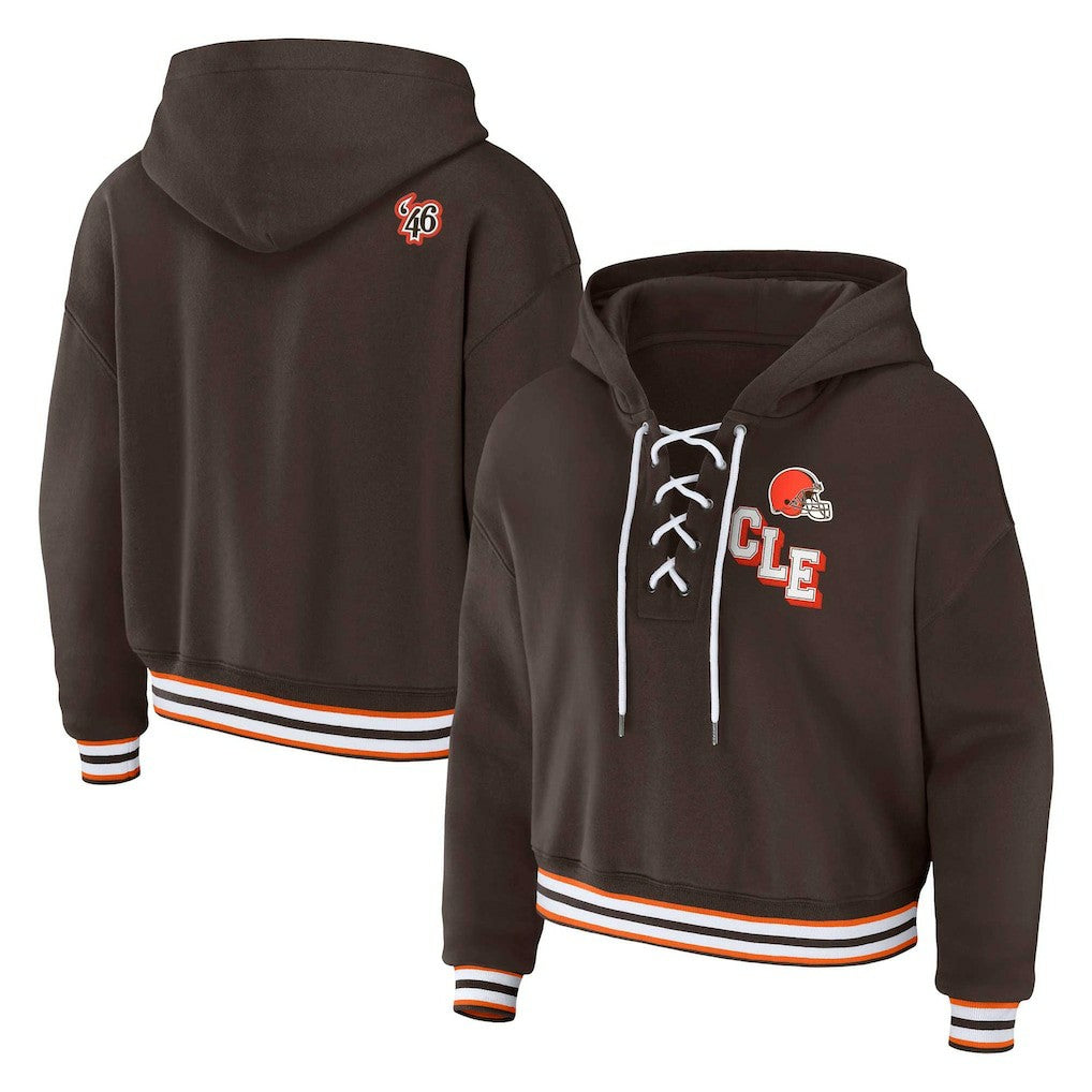 NFL Cleveland Browns WEAR by Erin Andrews Women's Plus Size Lace-Up Pullover Hoodie