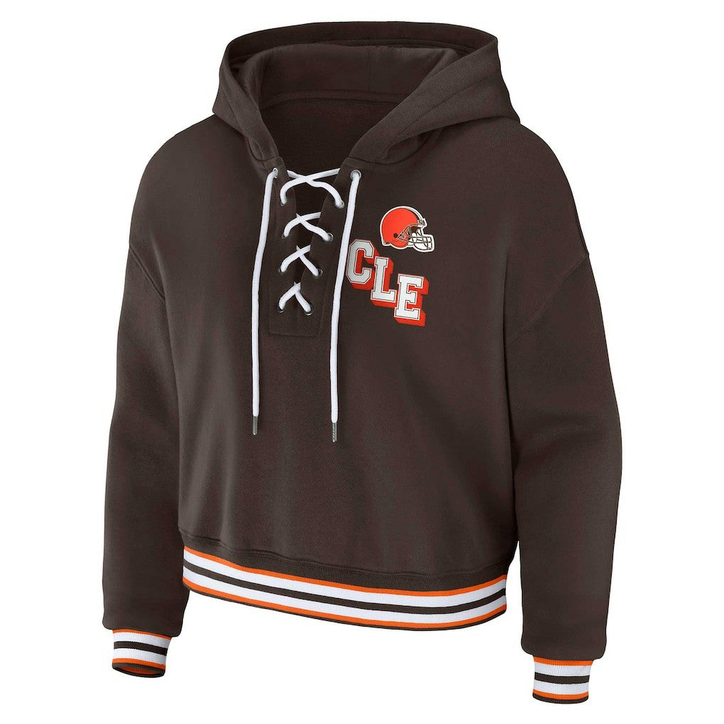 NFL Cleveland Browns WEAR by Erin Andrews Women's Plus Size Lace-Up Pullover Hoodie
