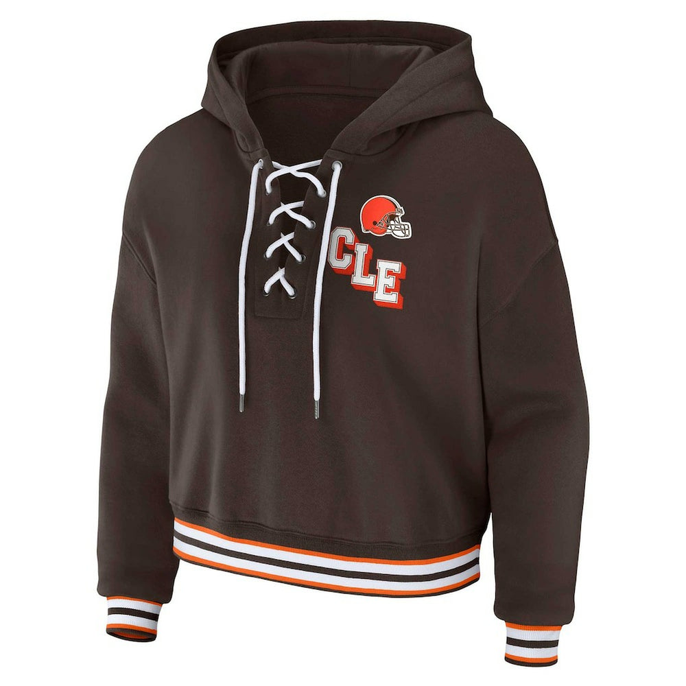 NFL Cleveland Browns WEAR by Erin Andrews Women's Plus Size Lace-Up Pullover Hoodie