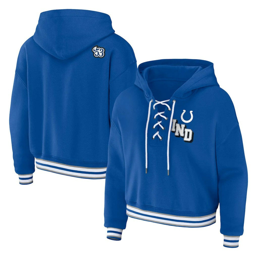 NFL Indianapolis Colts WEAR by Erin Andrews Women's Plus Size Lace-Up Pullover Hoodie