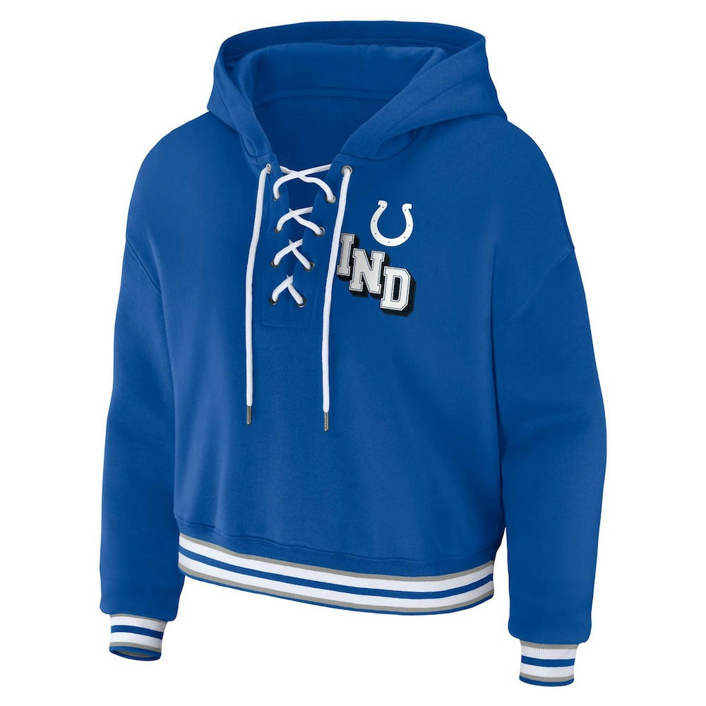 NFL Indianapolis Colts WEAR by Erin Andrews Women's Plus Size Lace-Up Pullover Hoodie