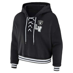 NFL Las Vegas Raiders WEAR by Erin Andrews Women's Plus Size Lace-Up Pullover Hoodie