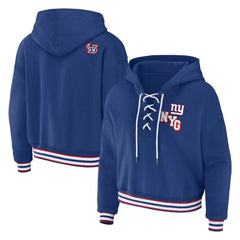 NFL New York Giants WEAR by Erin Andrews Women's Plus Size Lace-Up Pullover Hoodie