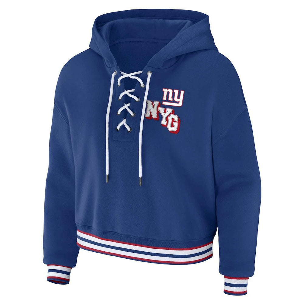 NFL New York Giants WEAR by Erin Andrews Women's Plus Size Lace-Up Pullover Hoodie