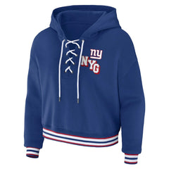 NFL New York Giants WEAR by Erin Andrews Women's Plus Size Lace-Up Pullover Hoodie