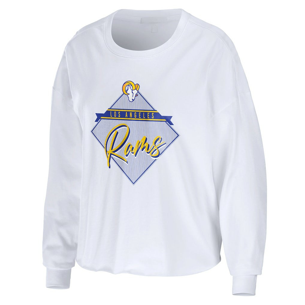 NFL Los Angeles Rams WEAR by Erin Andrews Women's Domestic Cropped Long Sleeve T-Shirt