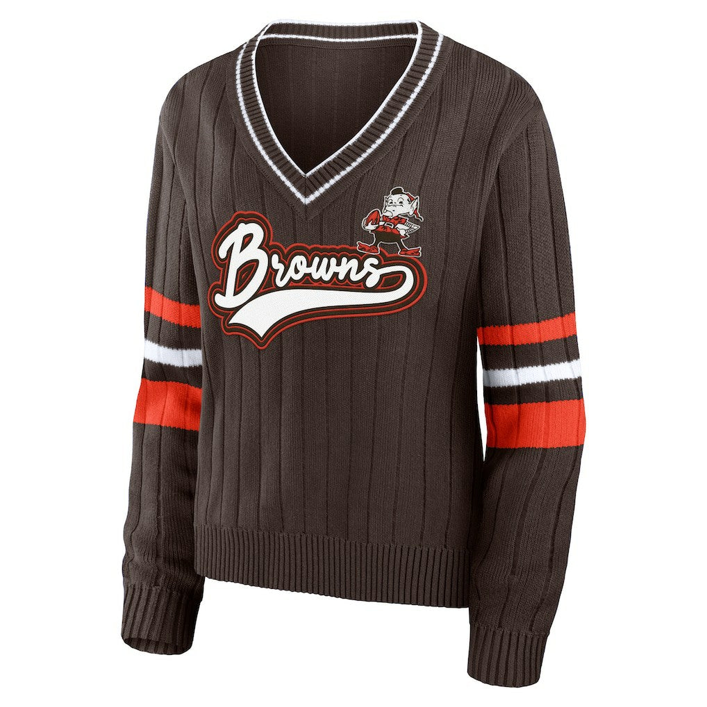 NFL Cleveland Browns WEAR by Erin Andrews Women's Throwback V-Neck Sweater
