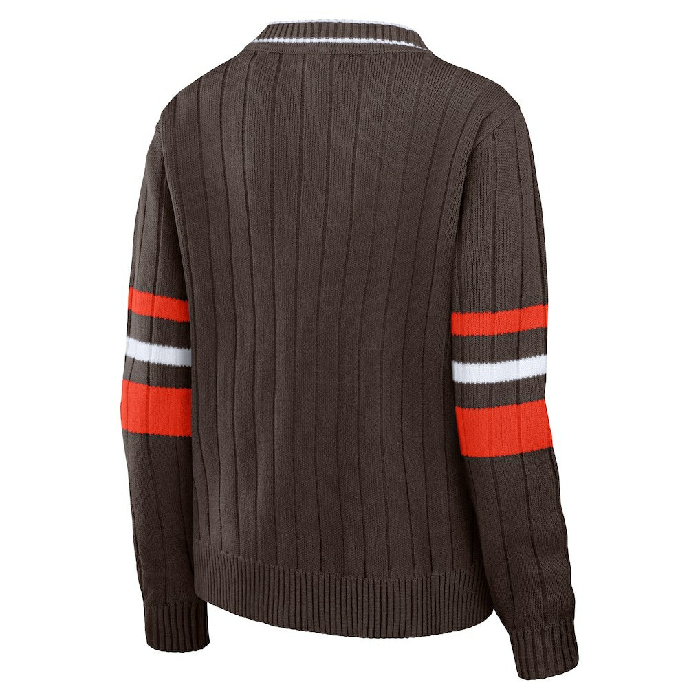 NFL Cleveland Browns WEAR by Erin Andrews Women's Throwback V-Neck Sweater