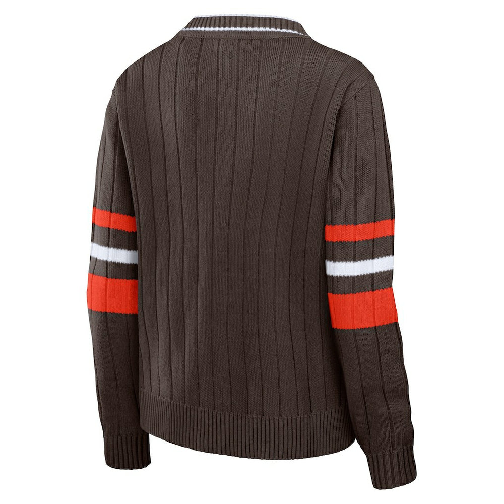 NFL Cleveland Browns WEAR by Erin Andrews Women's Throwback V-Neck Sweater