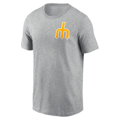Seattle Mariners Cooperstown Collection Large Logo 2-Hit T-Shirt - Heather Gray | Nike