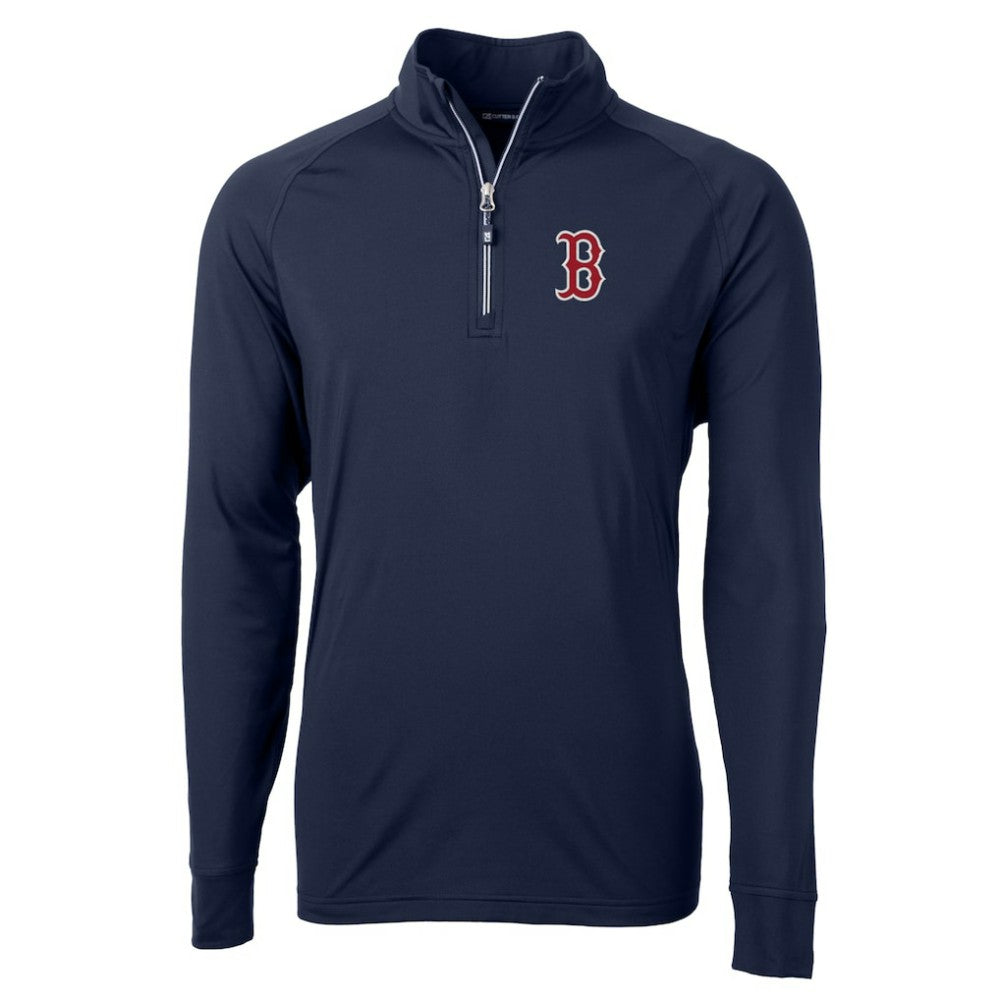 Boston Red Sox Cutter & Buck Adapt Eco Knit Stretch Recycled Quarter-Zip Pullover Top - Navy