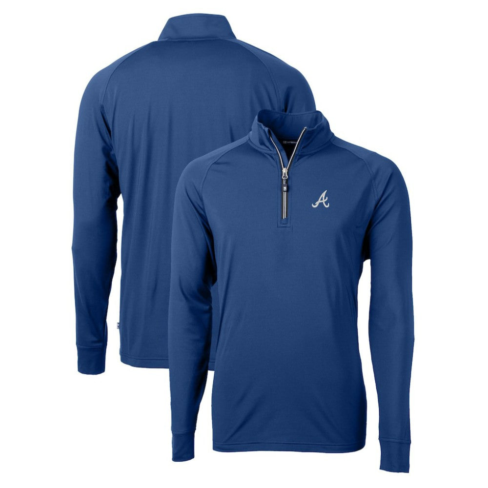 Atlanta Braves Cutter & Buck Adapt Eco Knit Stretch Recycled Quarter-Zip Pullover Top - Blue