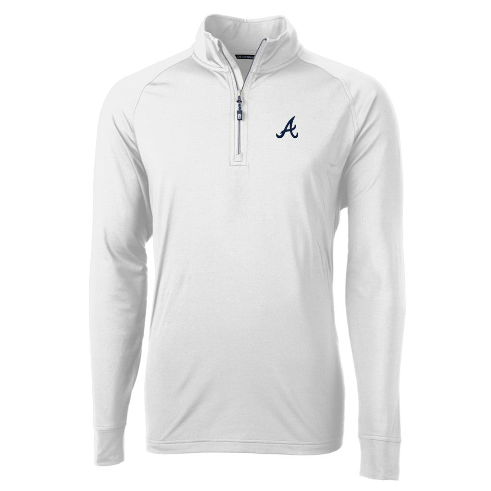Atlanta Braves Cutter & Buck Adapt Eco Knit Stretch Recycled Quarter-Zip Pullover Top - White