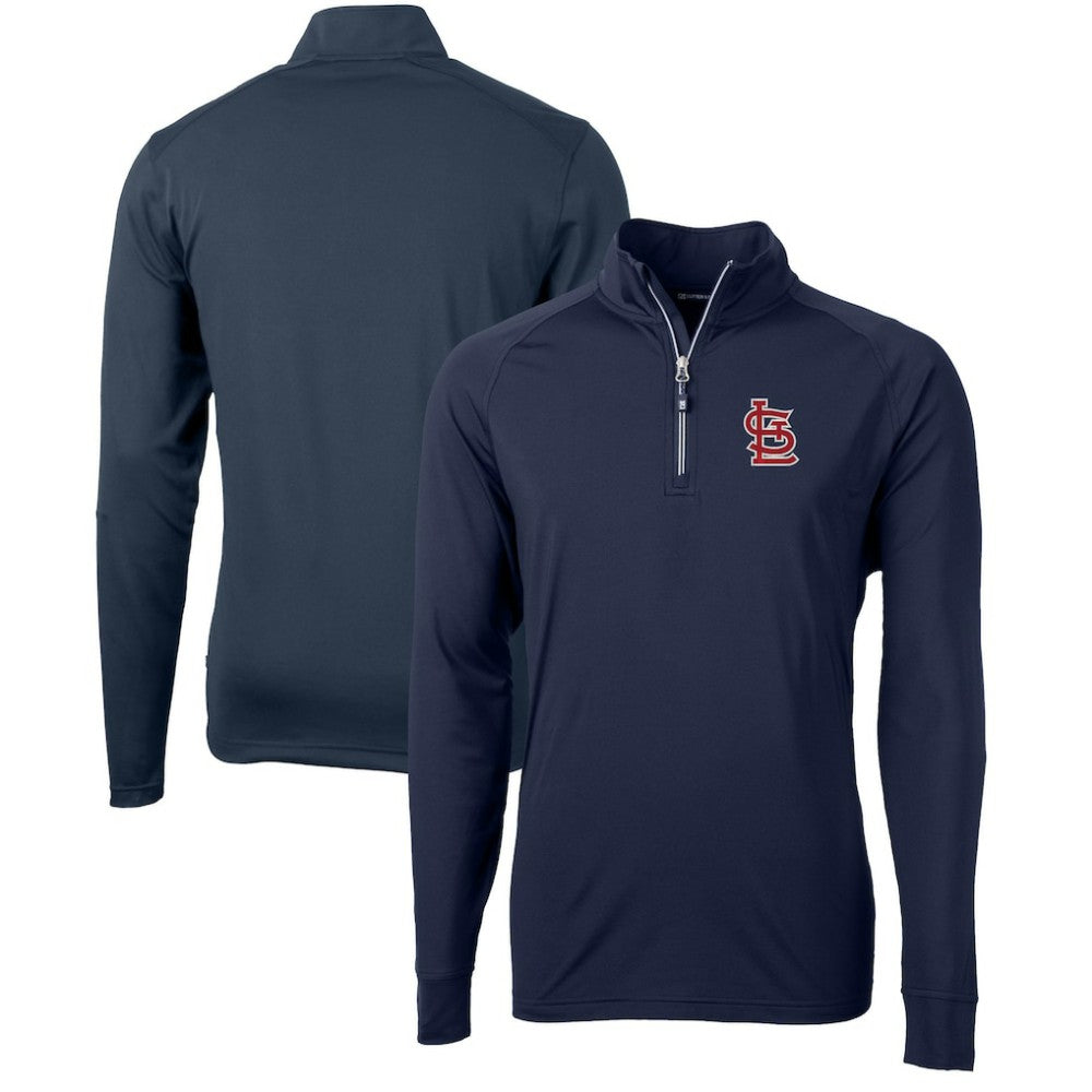 St. Louis Cardinals Cutter & Buck Adapt Eco Knit Stretch Recycled Quarter-Zip Pullover Top - Navy