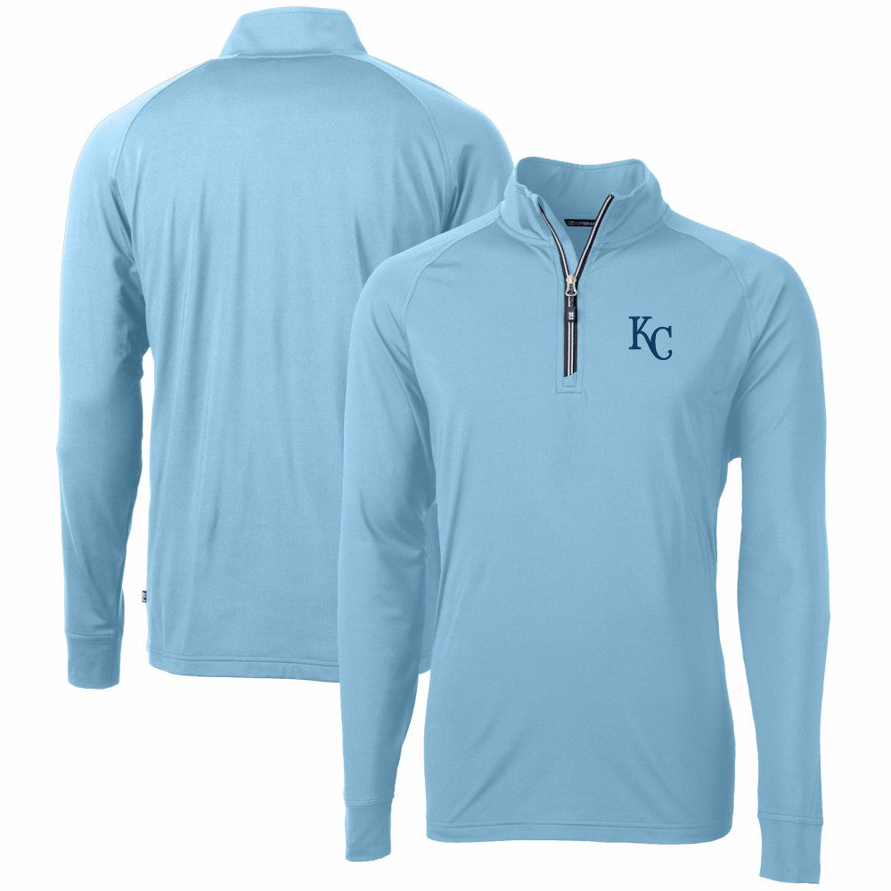 Kansas City Royals Cutter & Buck Adapt Eco Knit Stretch Recycled Quarter-Zip Pullover Top - Light Blue