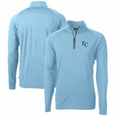 Kansas City Royals Cutter & Buck Adapt Eco Knit Stretch Recycled Quarter-Zip Pullover Top - Light Blue