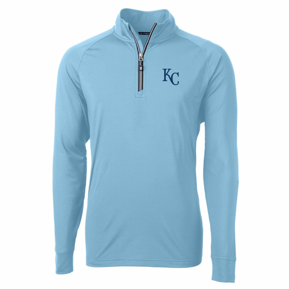 Kansas City Royals Cutter & Buck Adapt Eco Knit Stretch Recycled Quarter-Zip Pullover Top - Light Blue