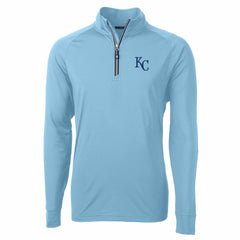 Kansas City Royals Cutter & Buck Adapt Eco Knit Stretch Recycled Quarter-Zip Pullover Top - Light Blue