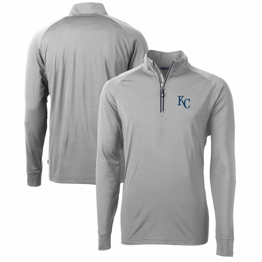 Kansas City Royals Cutter & Buck Adapt Eco Knit Stretch Recycled Quarter-Zip Pullover Top - Gray