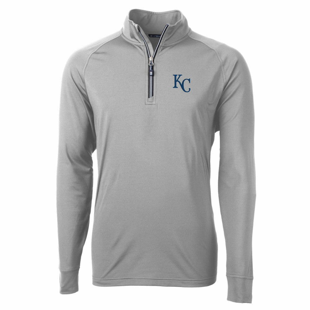 Kansas City Royals Cutter & Buck Adapt Eco Knit Stretch Recycled Quarter-Zip Pullover Top - Gray