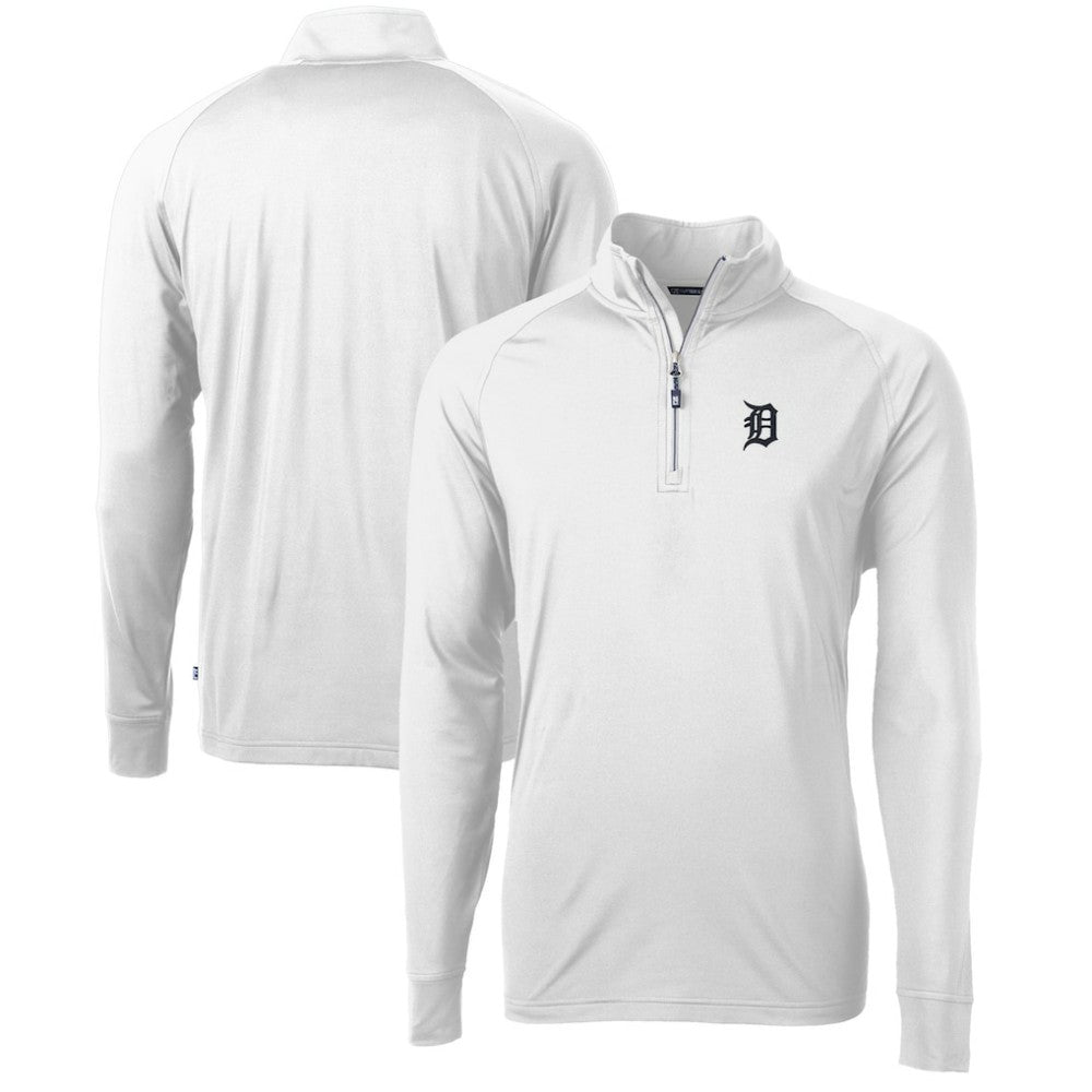 Detroit Tigers Cutter & Buck Adapt Eco Knit Stretch Recycled Quarter-Zip Pullover Top - White