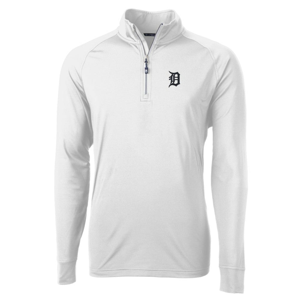 Detroit Tigers Cutter & Buck Adapt Eco Knit Stretch Recycled Quarter-Zip Pullover Top - White