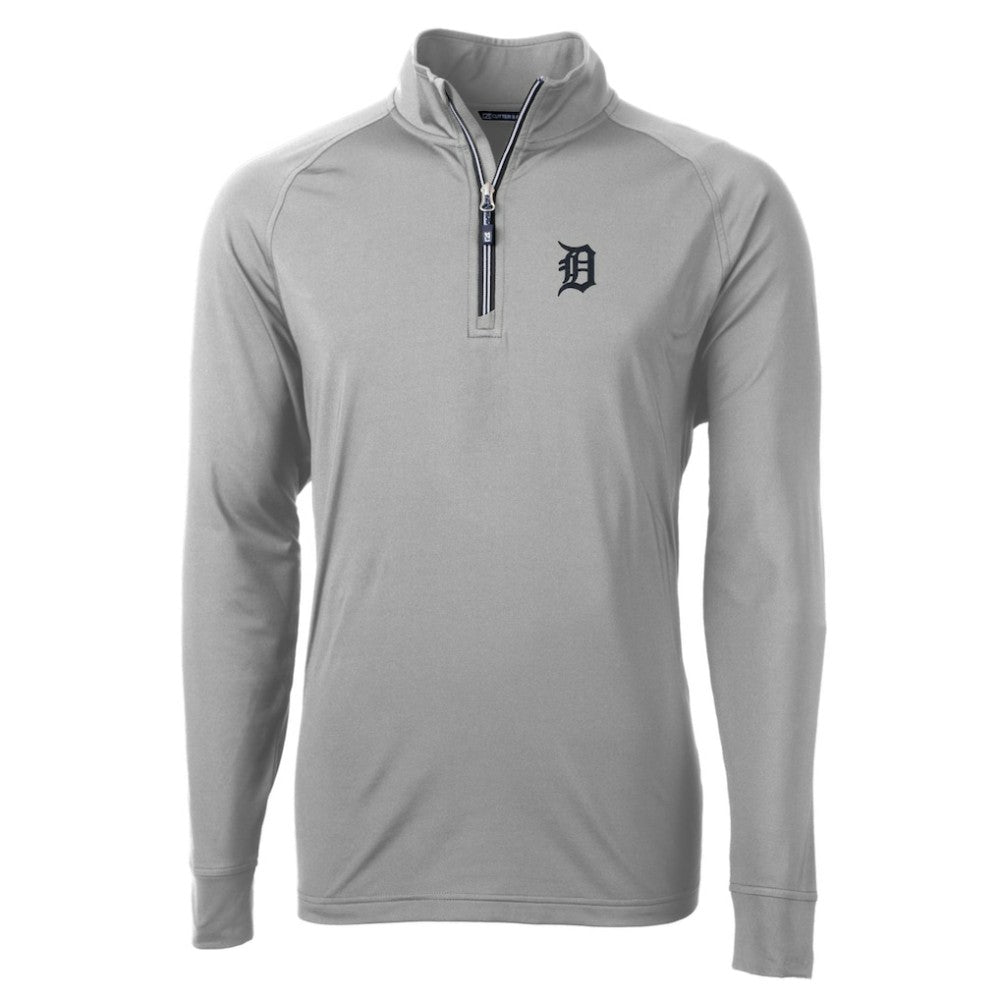 Detroit Tigers Cutter & Buck Adapt Eco Knit Stretch Recycled Quarter-Zip Pullover Top - Gray