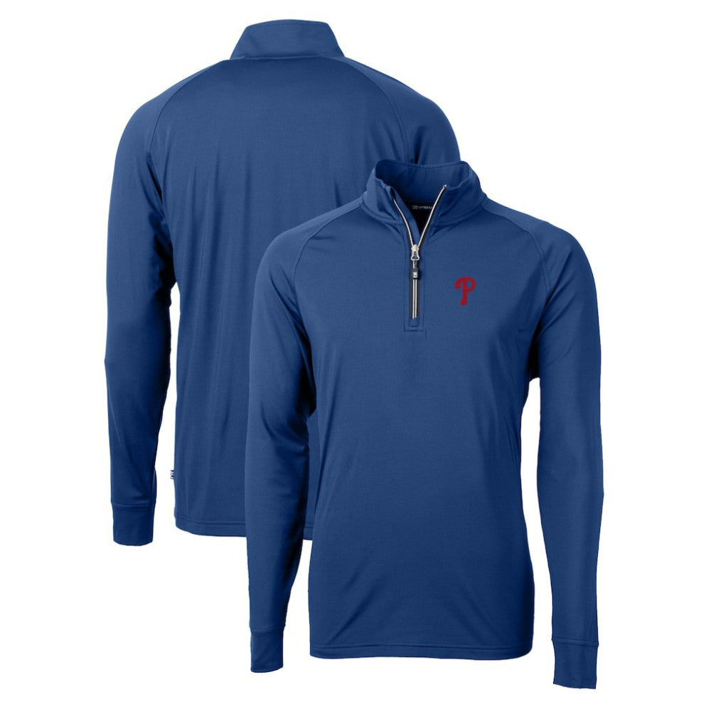 Philadelphia Phillies Cutter & Buck Adapt Eco Knit Stretch Recycled Quarter-Zip Pullover Top - Royal