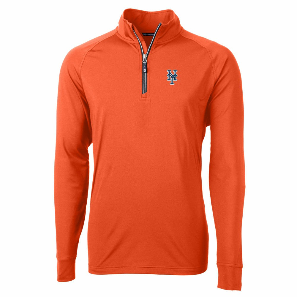 New York Mets Cutter & Buck Adapt Eco Knit Stretch Recycled Quarter-Zip Pullover Top - Orange