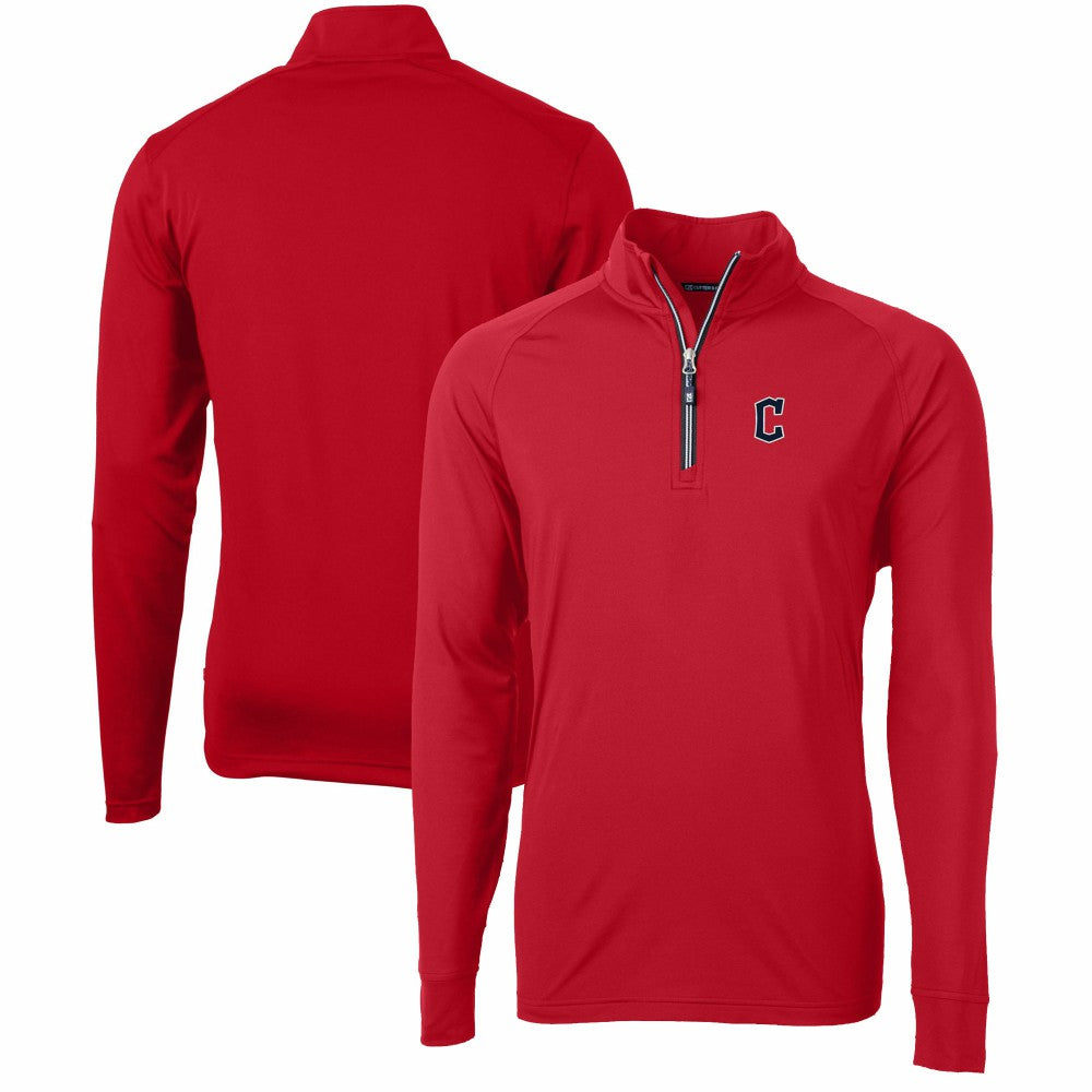 Cleveland Guardians Cutter & Buck Adapt Eco Knit Stretch Recycled Quarter-Zip Pullover Top - Red