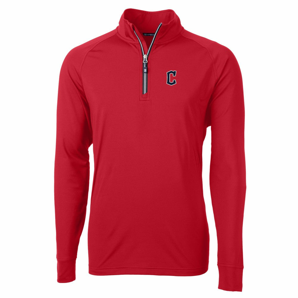 Cleveland Guardians Cutter & Buck Adapt Eco Knit Stretch Recycled Quarter-Zip Pullover Top - Red