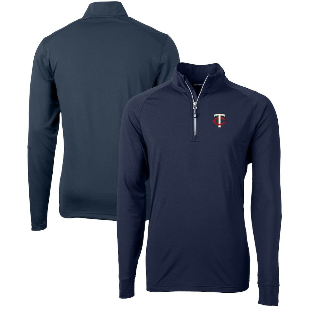 Minnesota Twins Cutter & Buck Adapt Eco Knit Stretch Recycled Quarter-Zip Pullover Top - Navy