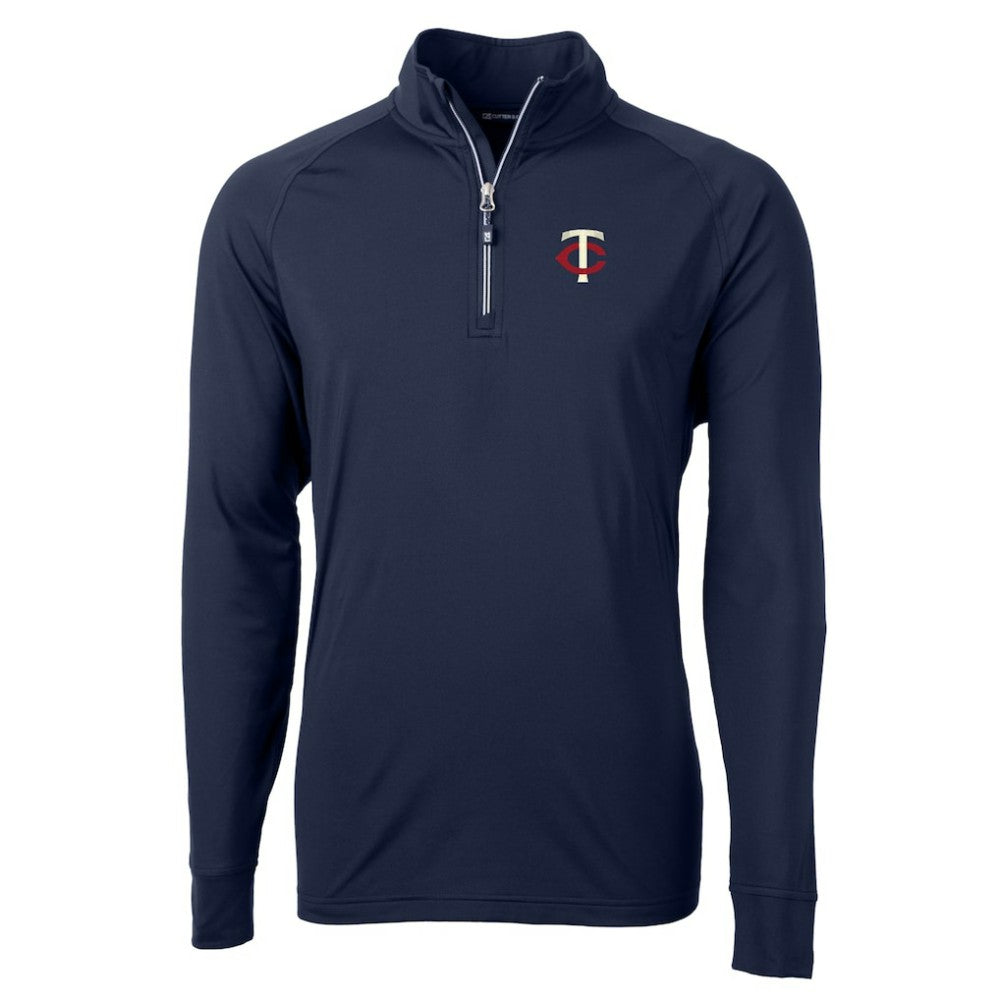 Minnesota Twins Cutter & Buck Adapt Eco Knit Stretch Recycled Quarter-Zip Pullover Top - Navy