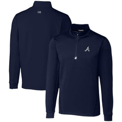 Atlanta Braves Cutter & Buck Traverse Stretch Quarter-Zip Pullover Top - Navy