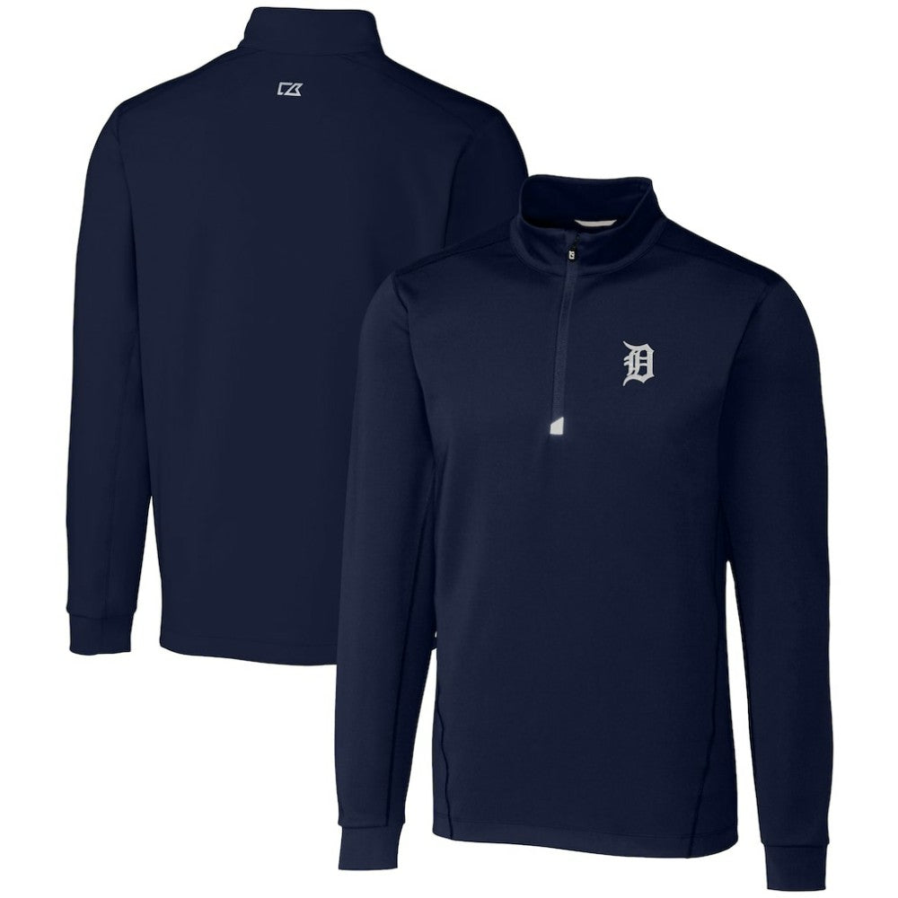 Detroit Tigers Cutter & Buck Traverse Stretch Quarter-Zip Pullover Top - Navy