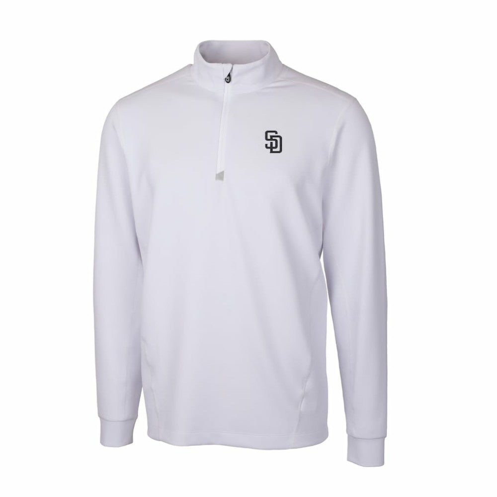 San Diego Padres Cutter & Buck Traverse Stretch Quarter-Zip Pullover Top - White