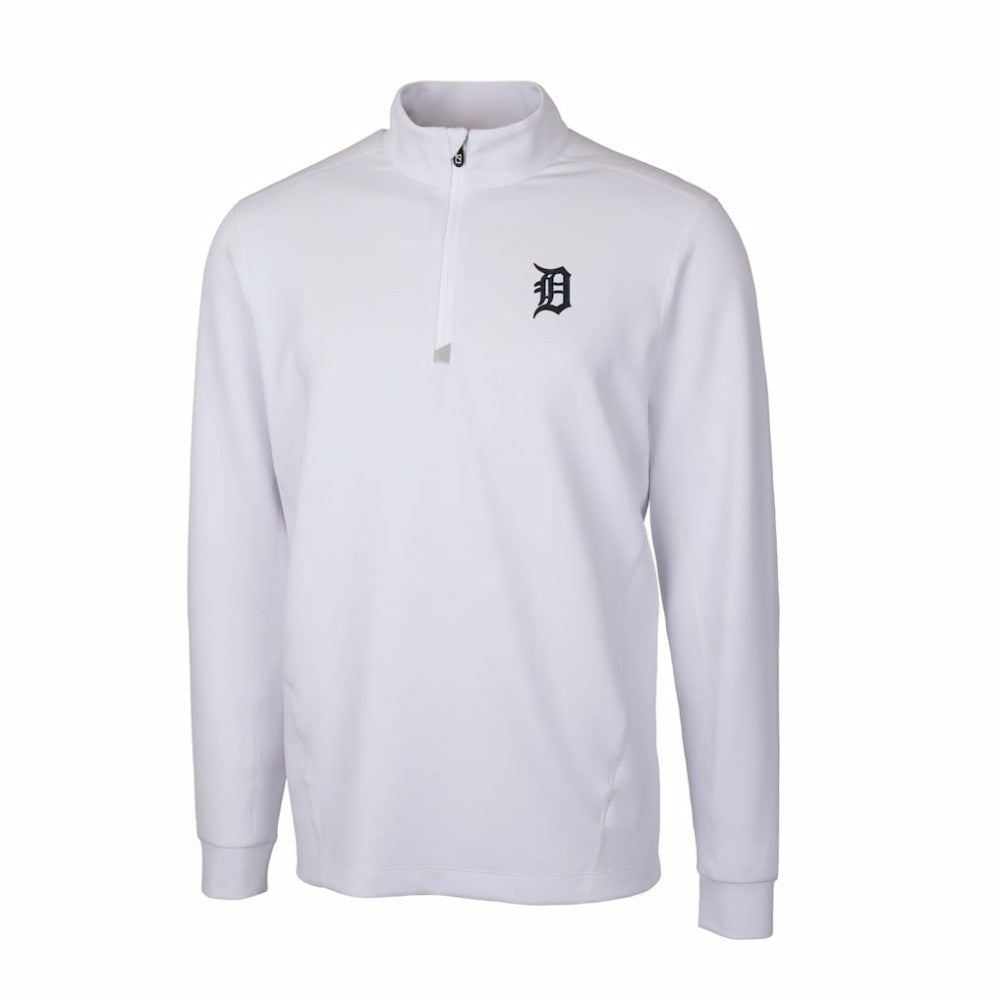 Detroit Tigers Cutter & Buck Traverse Stretch Quarter-Zip Pullover Top - White